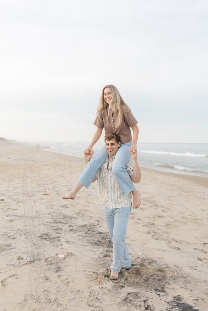 Paige & Parker’s Outer Banks Beach Engagement at Bodie Island Lighthouse